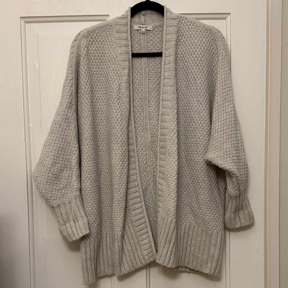 Madewell Light Gray Textured Open Cardigan